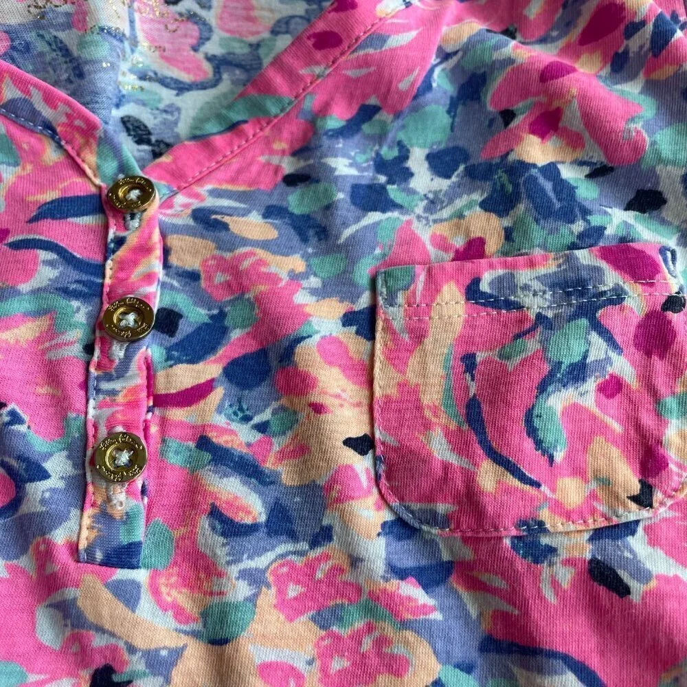 Lilly Pulitzer Girl's Long Sleeve Henley‎ Top Shirt - Size Large (8/10)